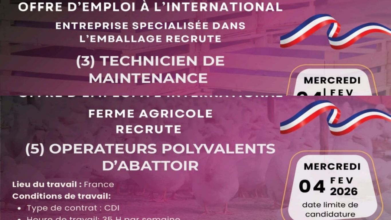 Emploi France 2026 : Offres d’Emploi à l’International – Recrutement en Industrie et Agriculture