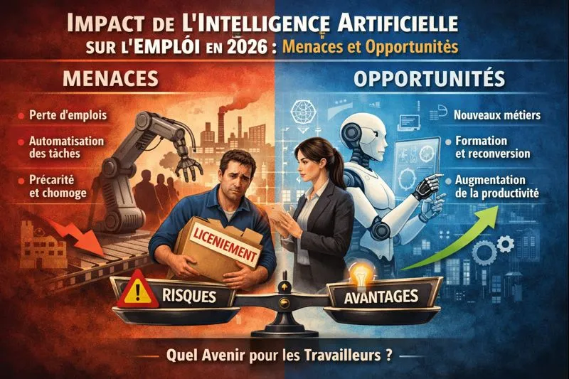 Impact de l'intelligence artificielle sur l'emploi en 2026 : Menaces et opportunités