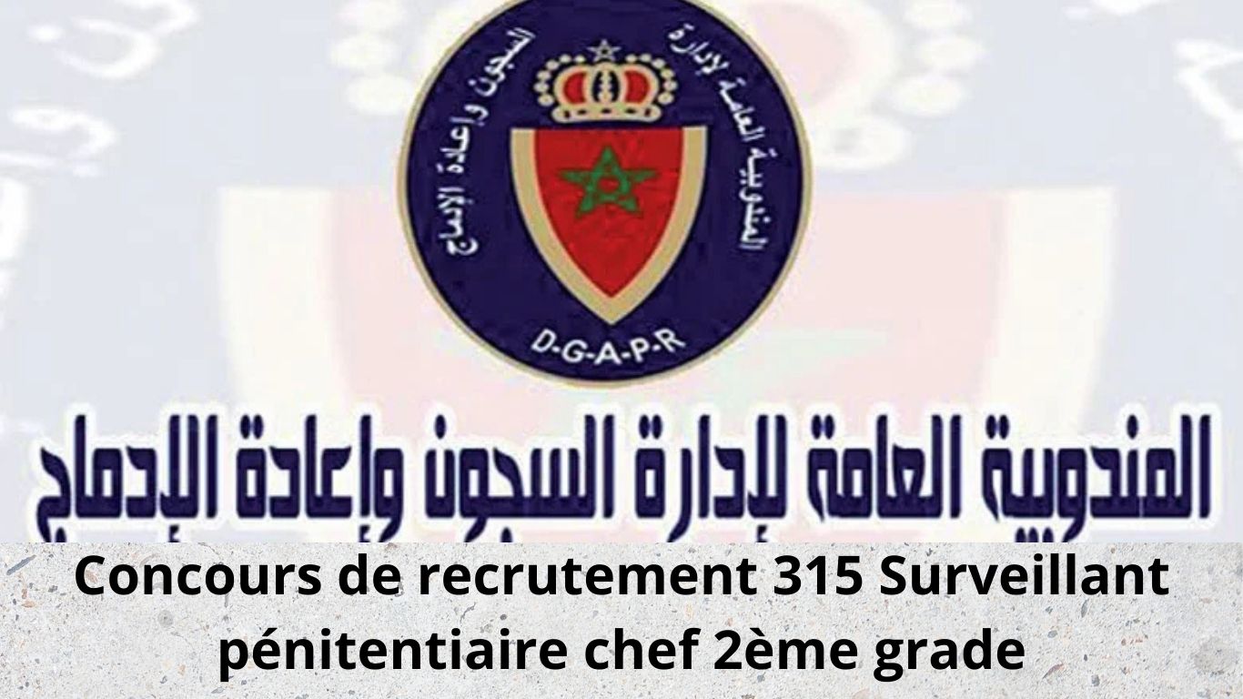 Concours de recrutement Surveillant pénitentiaire chef 2ème grade. 315Postes