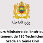 Concours Ministère de l’Intérieur 2026 : Recrutement de 130 Techniciens 3ème Grade en Génie Civil