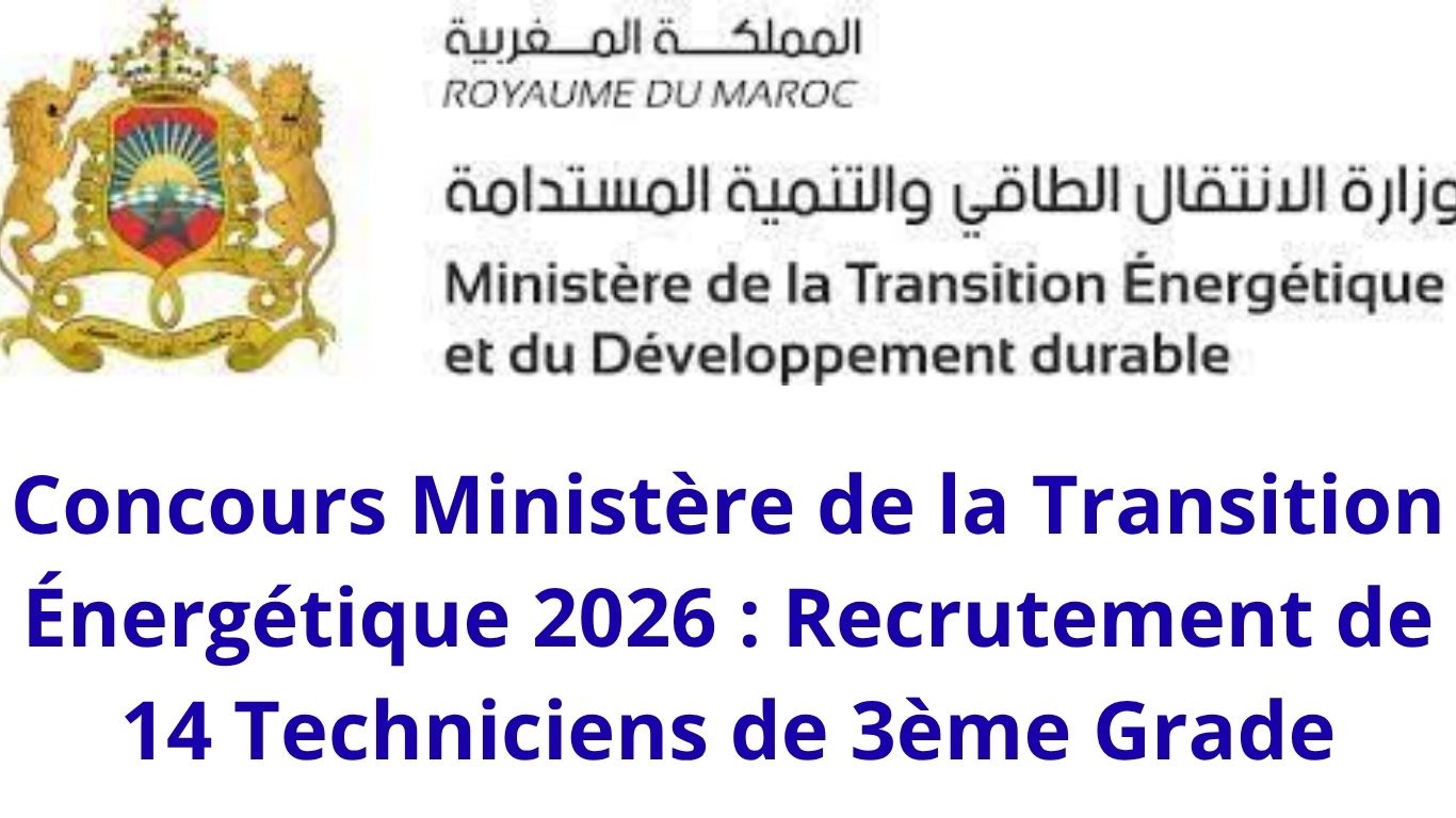 Concours Ministère de la Transition Énergétique 2026 : Recrutement de 14 Techniciens de 3ème Grade