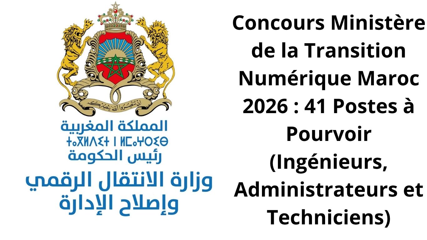 Concours Ministère de la Transition Numérique 2026 Maroc : 41 Postes à Pourvoir (Ingénieurs, Administrateurs et Techniciens)