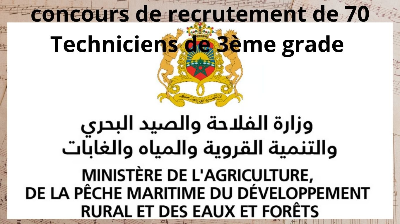 Concours Ministère de l’Agriculture 2026 : recrutement de 70 Techniciens de 3ème grade